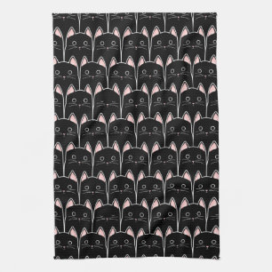 Many Black Cats Pattern Kitchen Towel