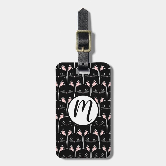 Many Black Cats Pattern Luggage Tag (Front Vertical)
