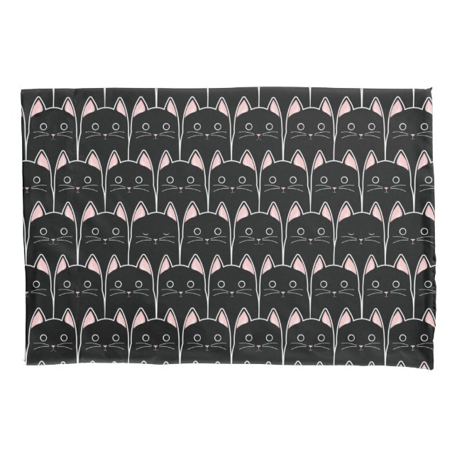 Many Black Cats Pattern Pillow Case (Front)