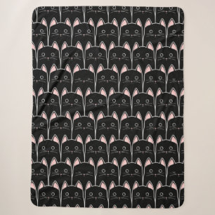 Many Black Cats Pattern Sherpa Blanket