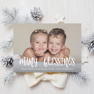 Many Blessings Christmas Holiday Photo Card
