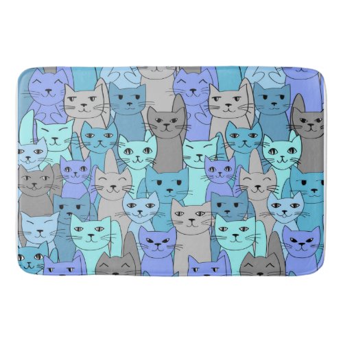 Many Blue Cats Design Bath Mat