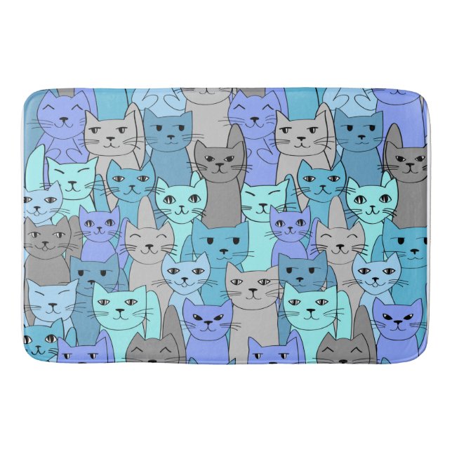 Many Blue Cats Design Bath Mat (Front)
