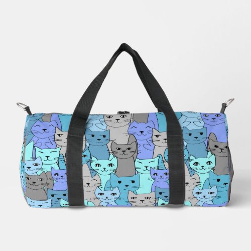 Many Blue Cats Design Duffle Bag