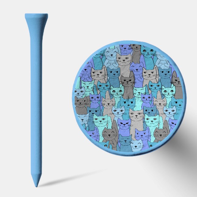 Many Blue Cats Design Golf Tee (Combo)