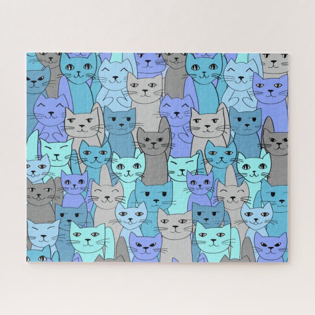 Many Blue Cats Design Jigsaw Puzzle