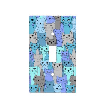 Many Blue Cats Design Light Switch Cover by SjasisDesignSpace at Zazzle