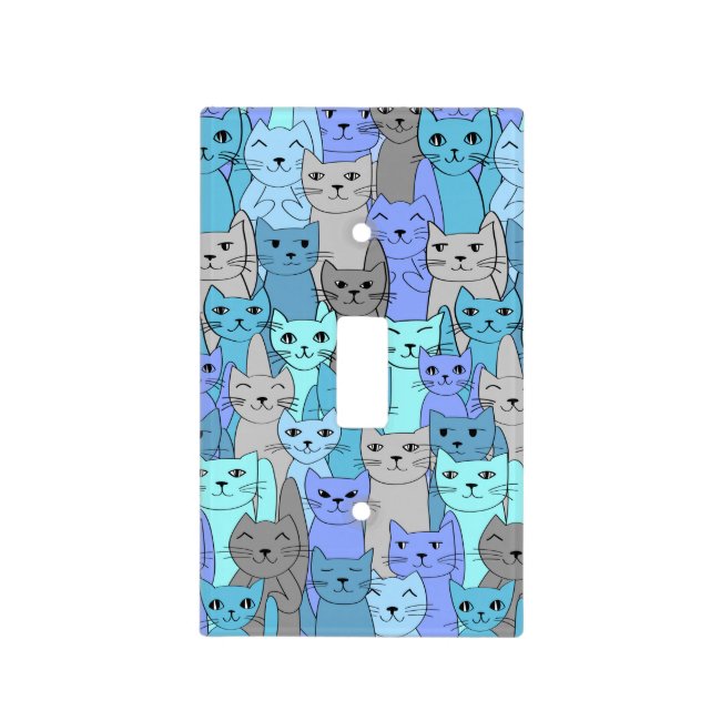 Many Blue Cats Design Light Switch Cover