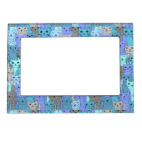 Many Blue Cats Design Magnetic Photo Frame