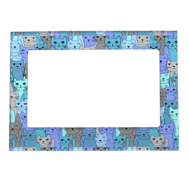 Many Blue Cats Design Magnetic Photo Frame (Front)