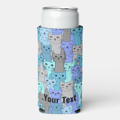 Many Blue Cats Design Seltzer Can Cooler