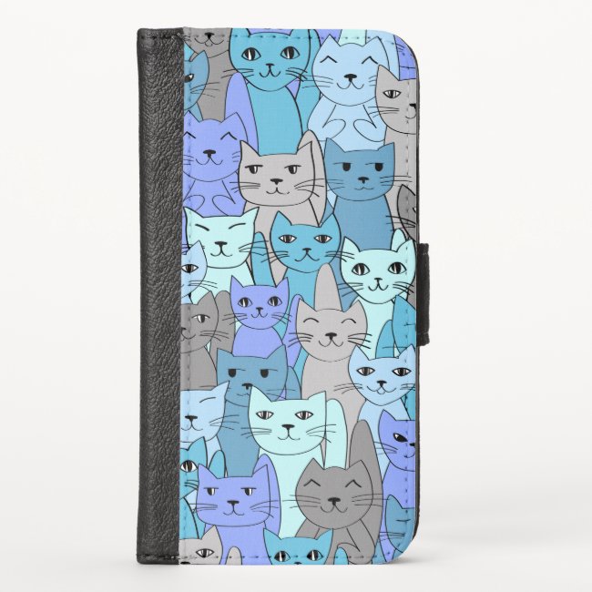 Many Blue Cats Design Smartphone Wallet Case