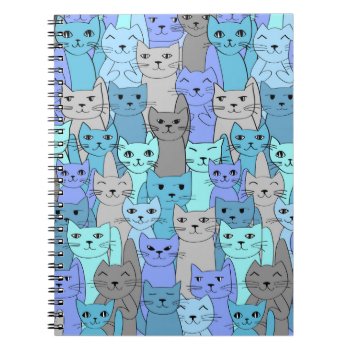 Many Blue Cats Design Spiral Notebook by SjasisDesignSpace at Zazzle