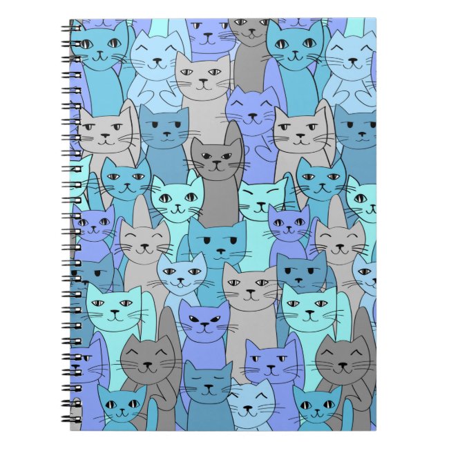 Many Blue Cats Design Spiral Notebook