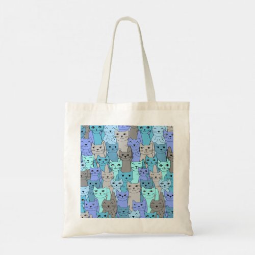 Many Blue Cats Design Tote Bag