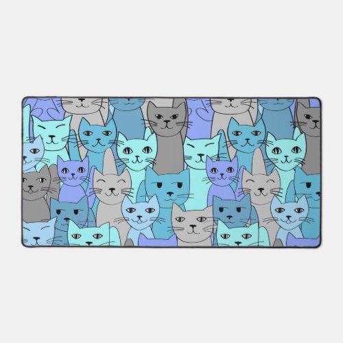 Many Blue Cats Desk Mat