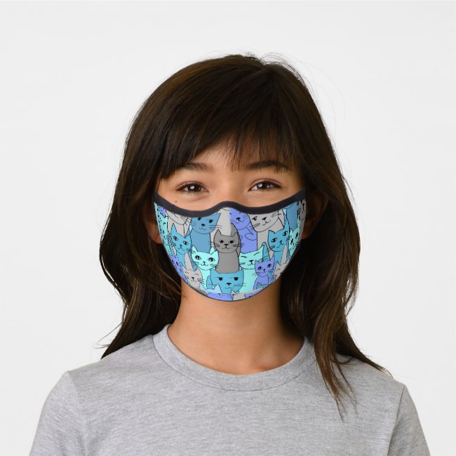 Many Blue Cats Premium Face Mask