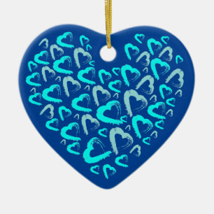 Many Blue Hearts Ceramic Ornament