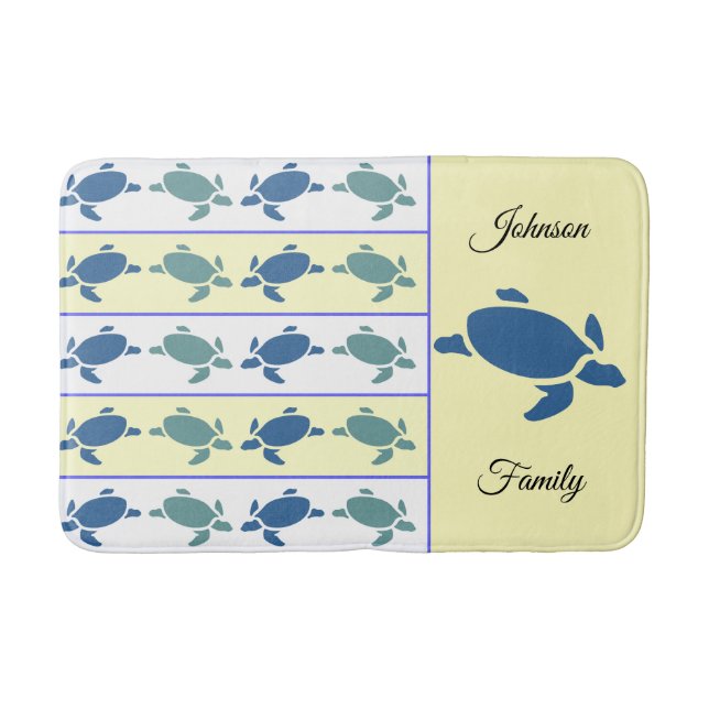 Many Blue Turtles Any Family Name Bath Mat (Front)