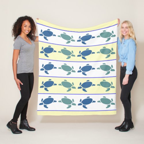 Many Blue Turtles Fleece Throw Blanket