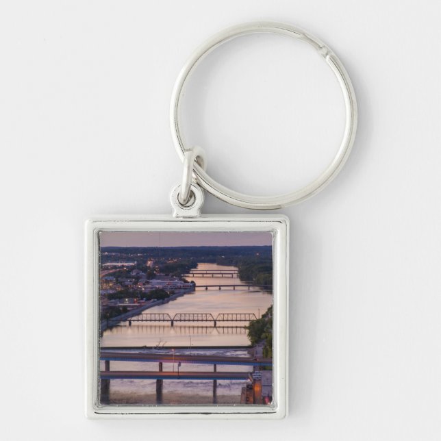Many Bridges Span The Grand River, Sunset View Keychain (Front)