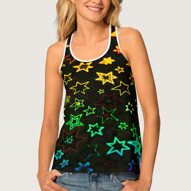 Many Bright Color Glittering Stars  Tank Top (Front)