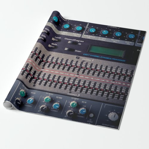 Many buttons on a sound mixer in a recording studi wrapping paper