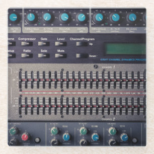 Many Buttons Sound Mixer Studio Glass Coaster