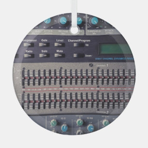 Many Buttons Sound Mixer Studio Glass Ornament