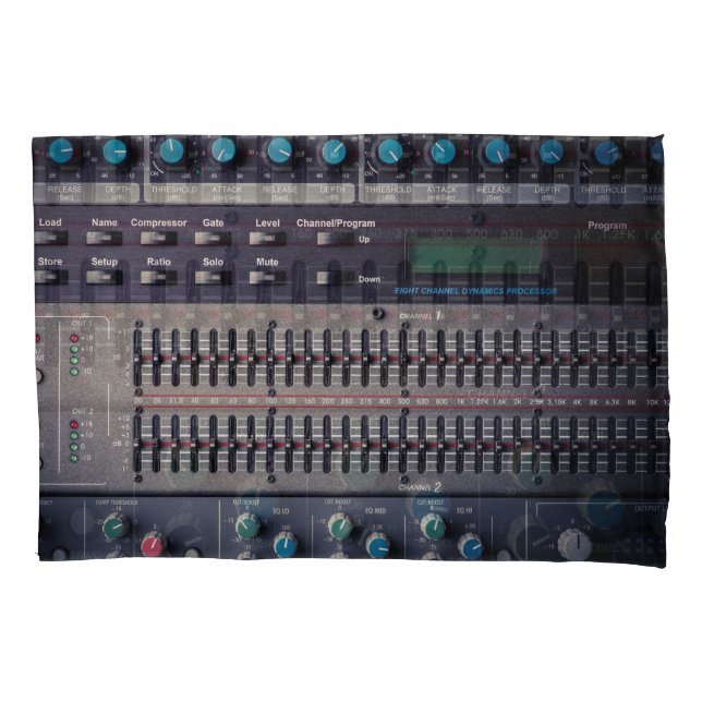 Many Buttons Sound Mixer Studio Pillow Case (Front)