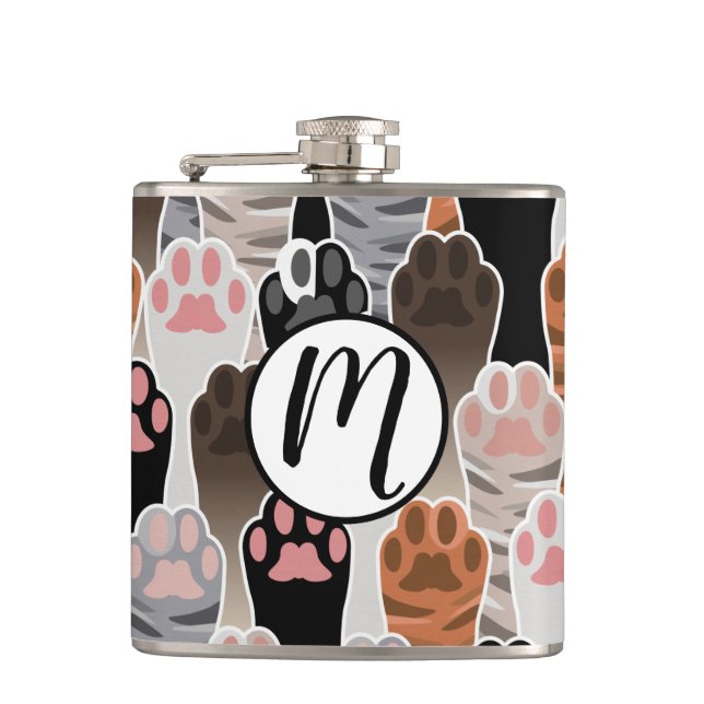 Many Cat Paws Pattern Flask (Front)
