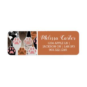 Many Cat Paws Pattern Label