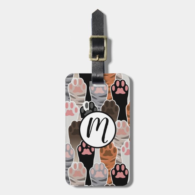 Many Cat Paws Pattern Luggage Tag (Front Vertical)