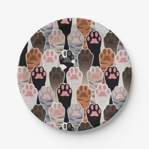 Many Cat Paws Pattern Paper Plates