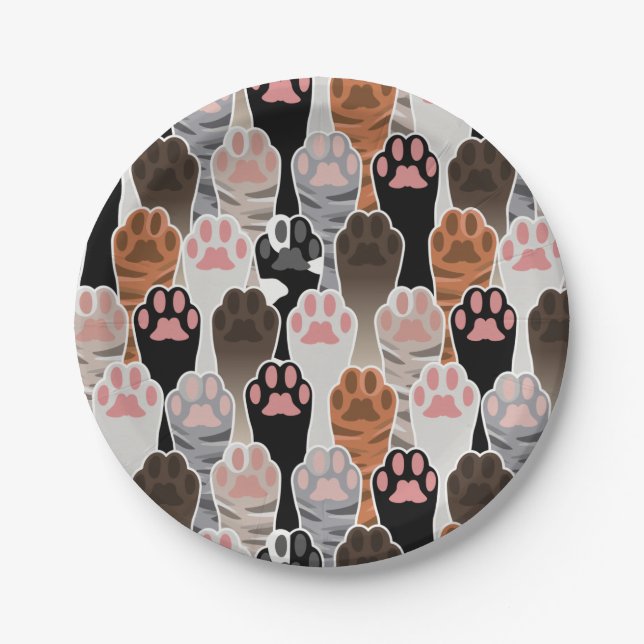 Many Cat Paws Pattern Paper Plates (Front)