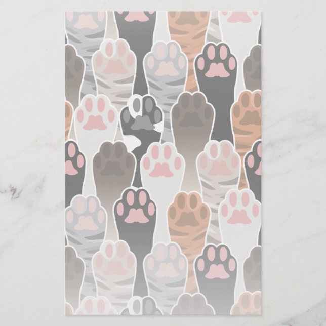 Many Cat Paws Pattern Stationery (Front)
