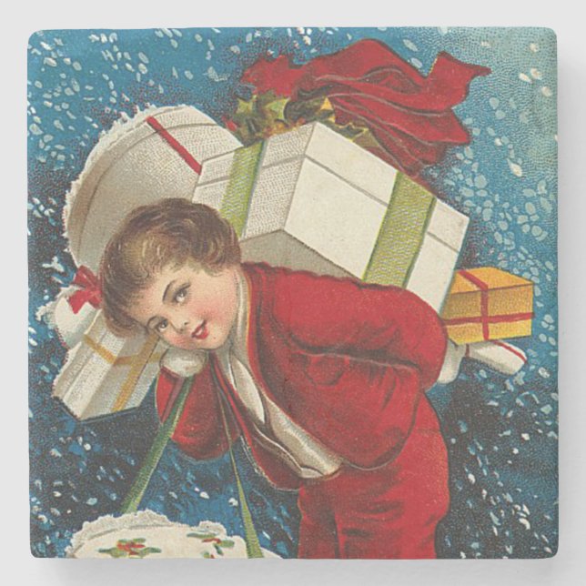 Many Christmas Packages Stone Coaster (Front)