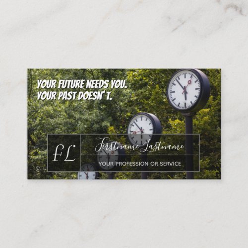 Many clocks motivational gray rectangle monogram b business card
