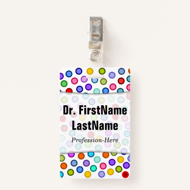 Many Colorful Circles; Personalized Name Badge (Front with Clip)