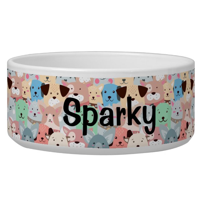 Many Colorful Dogs Ceramic Pet Bowl