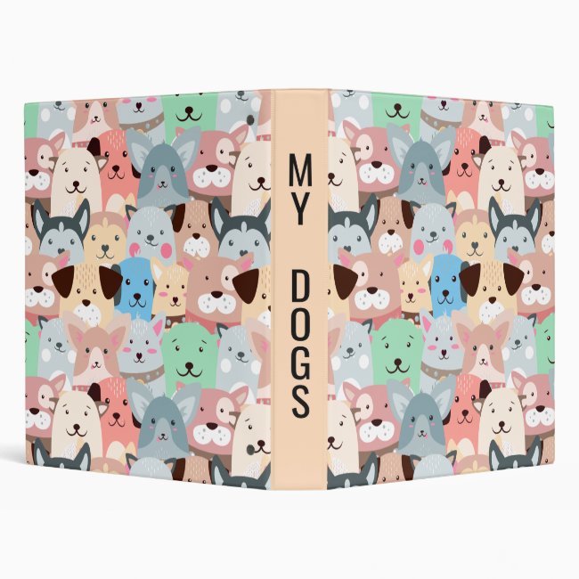 Many Colorful Dogs Design 3-Ring Binder