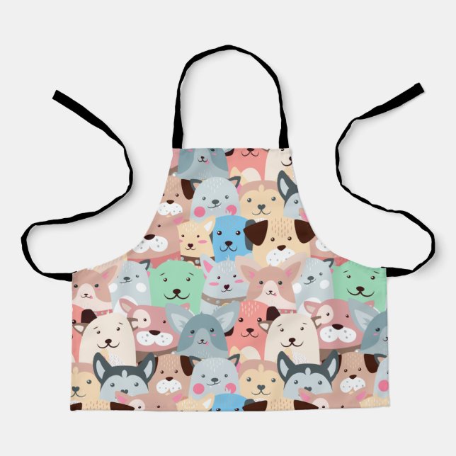 Many Colorful Dogs Design Apron (Front)