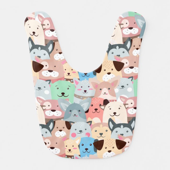 Many Colorful Dogs Design Baby Bib