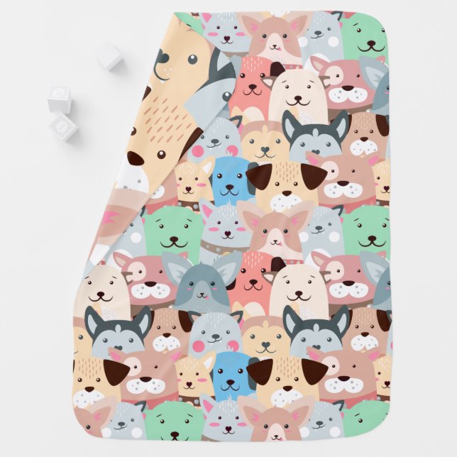Many Colorful Dogs Design Baby Blanket (In Situ)