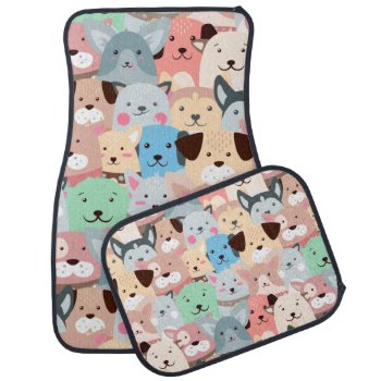 Many Colorful Dogs Design Car Mats by SjasisDesignSpace at Zazzle