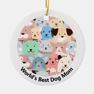 Many Colorful Dogs Design Ceramic Ornament