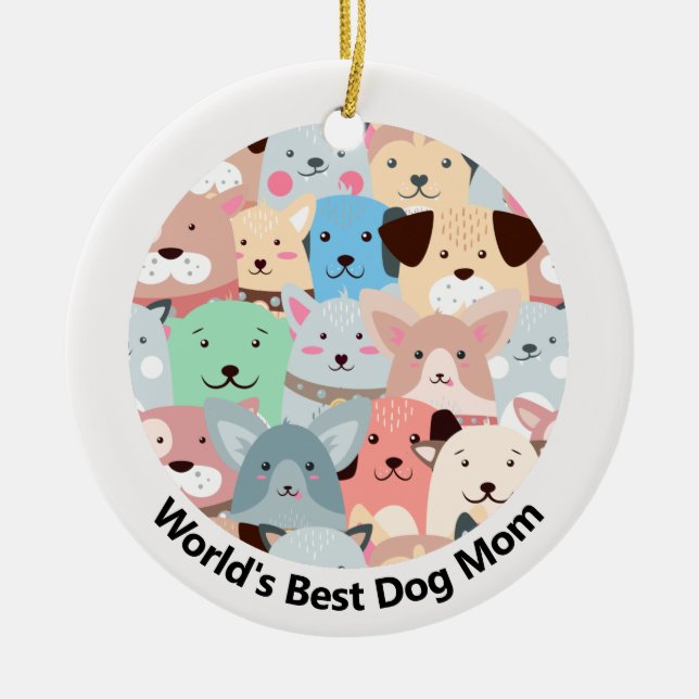 Many Colorful Dogs Design Ceramic Ornament (Front)