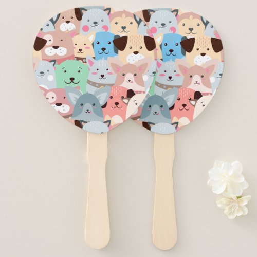 Many Colorful Dogs Design Hand Fan