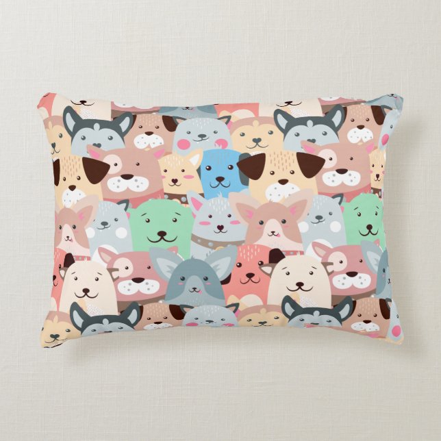 Many Colorful Dogs Design Kids Accent Pillow (Front)