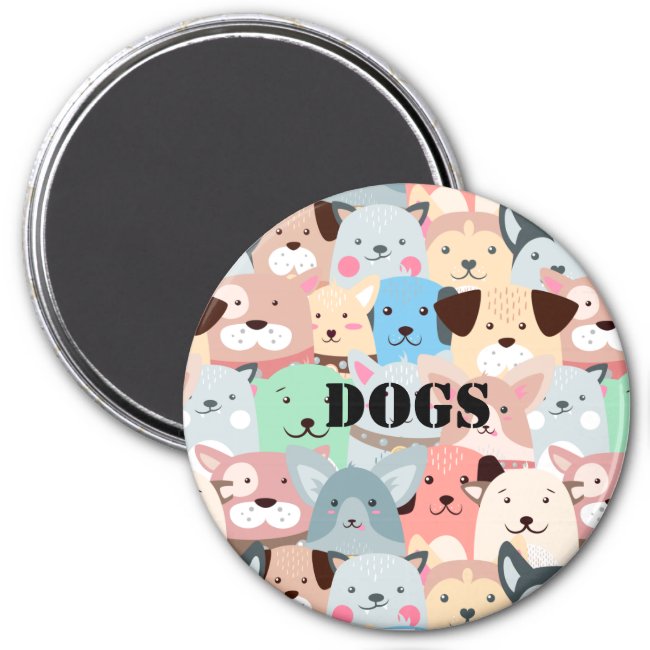 Many Colorful Dogs Design Magnet